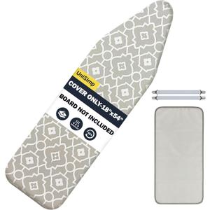 Ironing Board Cover and Pad 18"x54" Extra Thick Natural Cotton Scorch & Stain Resistant Iron Board Cover Extra large Iron Board Cover with Fasteners Heavy Duty Heatproof Elastic Edge Geometric
