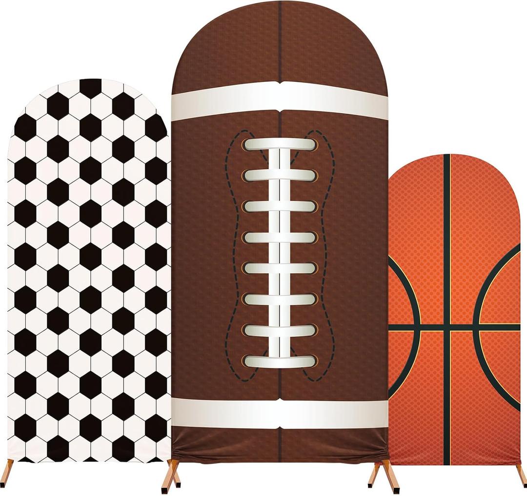 Sport Arch Backdrop Cover Set of 3 Arch Covers Spandex Stretch Backdrop Stand Cover 4ft, 5ft, 6ft for Wedding Birthday Shower Ceremony Decoration(Sport Theme), 4 X 1.65 Ft, 5 X 2.1 Ft, 6 X 2.6 Ft