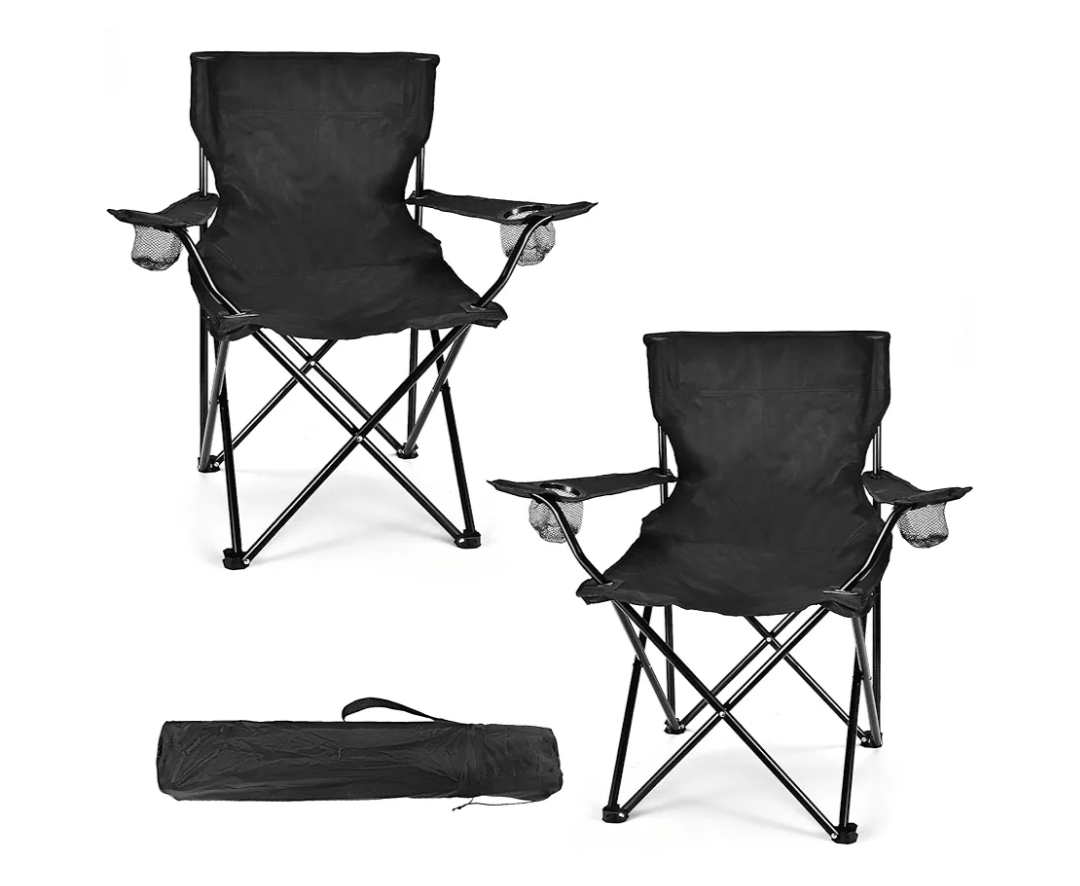 2 Pack Lightweight Camping Chairs for Adults & Teens, 250LBS Capacity Foldable Portable Chairs with Carry Bag, Compact Design for Camping, Beach, Picnics, and Outdoor Events