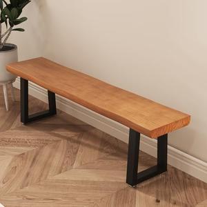tiedingdingjiaju 31.5in Light Brown Solid Wood Bench with Sturdy Metal Legs - Versatile Dining/Entryway Bench for Living Room, Home Office & Dining Room | Multi Size Options