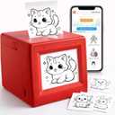 AI Smart Voice Sticker Printer Box, Smart Thermal Sticker Printer with Voice Control & Display, Inkless Portable Mini Printer for DIY, Study & Creative Fun, Includes 5 Rolls of Paper