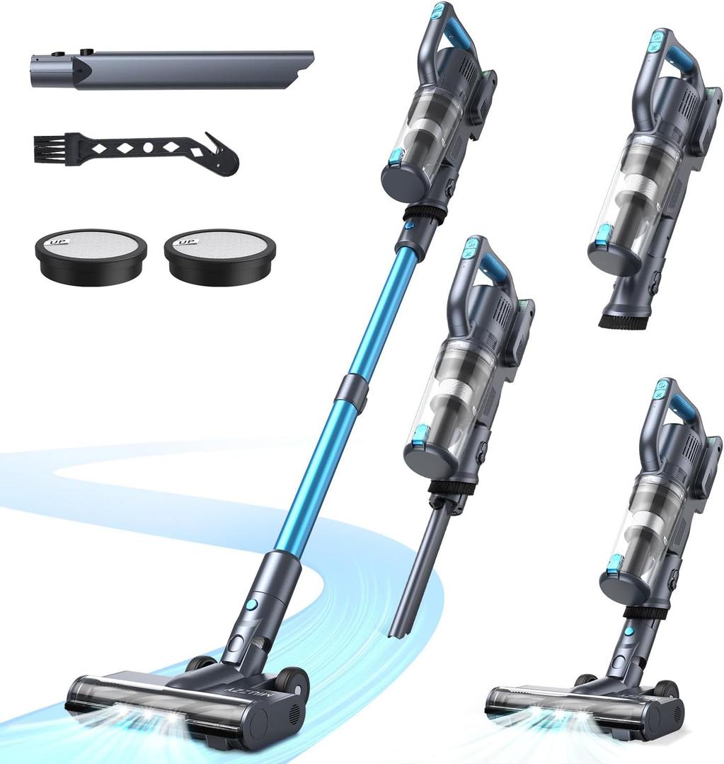 Vacuum Cleaner for Home, 35Kpa Powerful Suction, Max 50 Minutes, Lightweight Cordless Cleaner with Self-Standing, Stick and Handheld Vacuum for Carpets, Hard Floor, Pet Hair, Cars, Blue