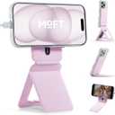 MOFT Phone Tripod Stand Selfie Stick for iPhone, Multi-Angles iPhone Stand, Lightweight & Portable Phone Holder, Strong Magnets, MOVAS Vegan Leather, Travel Essentials,  Pink (Without Card Slot)