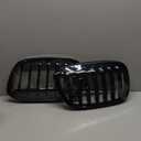 Front Grill Grille Compatible with 2007-2013 BMW X5 E70 2008-2014 BMW X6 E71,ABS Front Kidney Grille Single Slats Gloss Black Kidney Hood Bumber Grill Replacement