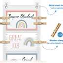 Student Behavior Clip Chart for Classroom Management Kids,Reward Chart for Kids Hanging Bulletin Board Teacher Supplies for School Preschoo (White)