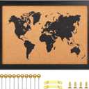 Cork Board Map of World, 20" X 30" Bulletin Boards for Walls with 10 Pins, Travel Tracker Map for Office, School and Home (WD-MAP-5075)
