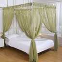 Akiky Canopy for Girls Room Bed Curtains Sheer Curtain for Twin Full Queen Size Bed Drapes,8 Panels Canopies with Light,Room Dcor(Full/Queen, Sage Green)