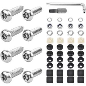 Car Anti Theft License Plate Screws,M6 Stainless Steel License Plate Bolts Kit for Fastening Licenses Plates to Avoid Theft,Practical Car Accessories Screws for Licenses Plates