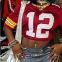 COZYEASE Women's Plus Size Number Print Jersey Shirts Crewneck Graphic Tees Short Sleeve Crop Top (XXL)