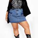 CITY CHIC Plus Size Tee, Oversized Outlaw Tee (Black, M)