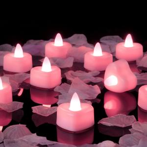 Amagic 1000 Pieces Pink Artificial Rose Petals with 12 Pink Heart LED Tea Lights, Rose Petals and Candles Set for Proposal, Anniversary, Romantic Night, Wedding Decor