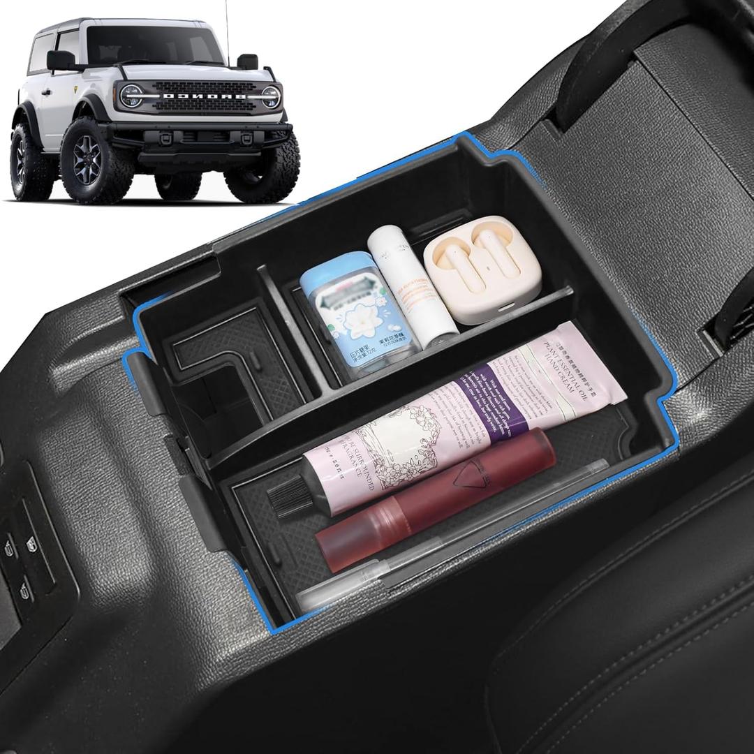 2026 Upgrade Center Console Organizer fit for 2025 2026 Ford Bronco 4 Door Bronco Center Console Storage with Rubber Mats for Ford Bronco 2025+ Storage Accessories|Not for 2 Dooor/Manual/Sport Model| (Single)