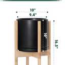 D'vine Dev Ceramic Pot with Natural Wood Stand, Black, 10 in, 55-B-K-2