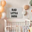 Rad Little Dude Canvas Banner, Boys Room Wall Decor for Kids Nursery Toddler Playroom Bedroom, Neutral Wall Hanging Banner Flag, 30x20 Inch