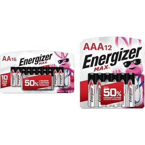 Energizer MAX AA Batteries & AAA Batteries Combo Pack, 16 AA and 16 AAA 12set
