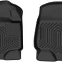 PIT66 Floor Mats Compatible with Ford F150 Super Crew Cab 2015-2024, Fit 22-24 Lightning Models (Rear w/o Fold Flat Storage) (Heavy Duty) TPE 2-Piece Premium, Black