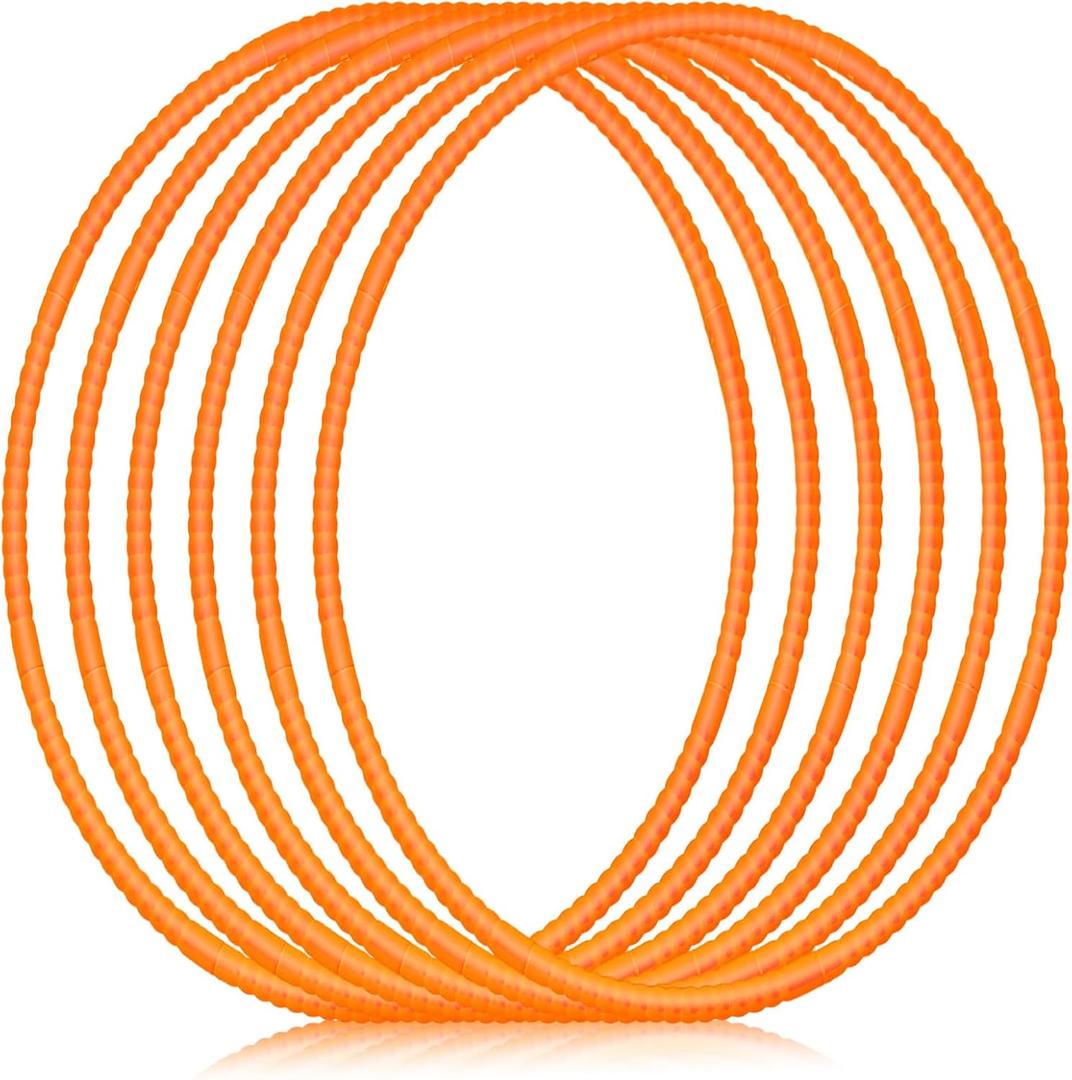 Shappy 6 Pcs Exercise Hoop Detachable Adjustable Plastic Toy Playground Toys Colored Hoop Circles for Teens Games Gymnastics Dog Agility Equipment Party Decor (23 Inch, Orange)