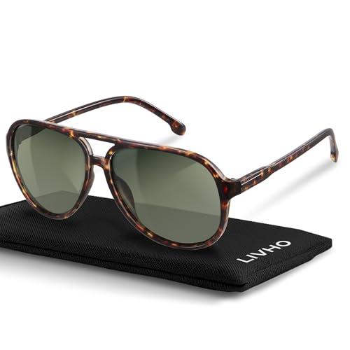 livho Trendy Polarized Aviator Sunglasses Women Men, Retro Sun Glasses for Women Men 2025, Oversized UV Protection Shades