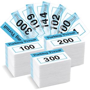 Clabby 300 Pcs 2x3 Inch Parking Permit Stickers Static Window Stickers with Front Adhesive, Car Windshield Decals Numbered (Numbered 001-300,Blue)
