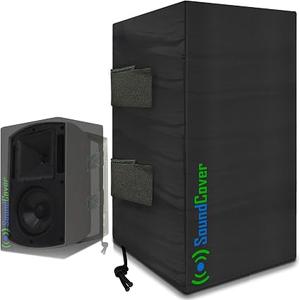 Large Outdoor Speaker Covers for C-Bracket Mounted Speakers Premium 210T Polyester with Silver UV Protective Coating Water-Resistant, Open-Back Design with Drainage Eyelets Set of 2