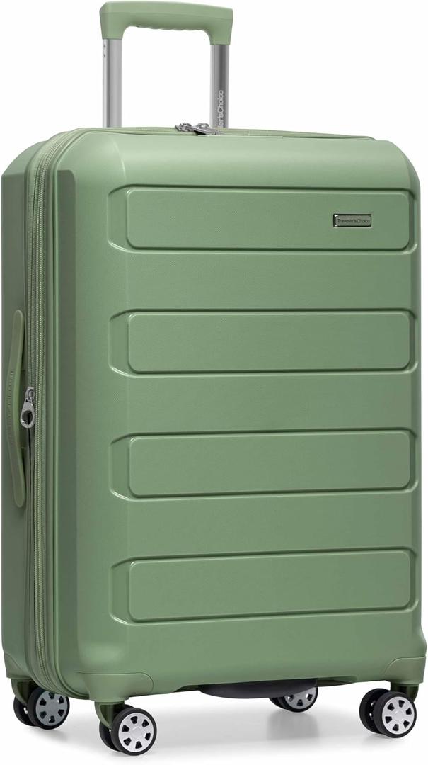 Traveler's Choice Pagosa Hardshell Expandable Luggage with Spinner Wheels, Green, 27-Inch Medium