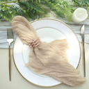 10 Pack Gauze Cheesecloth Napkins 16"x18" Beige - Reusable Boho Dinner Napkins