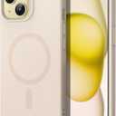 ESR for iPhone 15 Case with MagSafe, Supports Magnetic Charging, Slim Liquid Silicone Case, Shock Absorbing, Screen and Camera Protection, Cloud Series, Light Tan