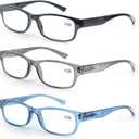 MODFANS 3 Pack Plastic Frame Spring Hinges Reading Glasses Vintage Quality Comfort for Men and Women +1.50