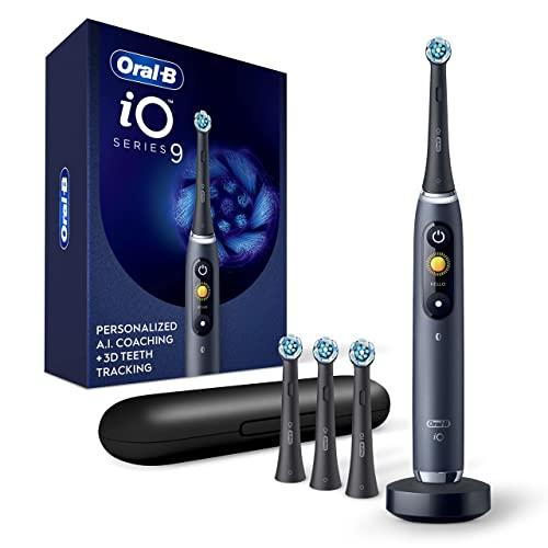 Oral-B iO Series 9 Electric Toothbrush with 1 Replacement Brush Heads, Black Onyx