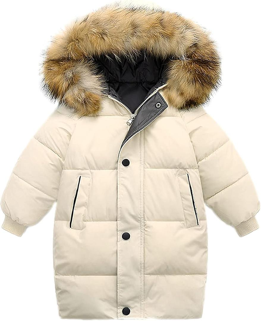 amropi Kids Girls Coats Hooded Puffer Jacket Winter Warm Parka Overcoat, 140 
