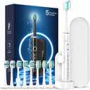 Rtauys M5 Sonic Electric Toothbrush for Adults - Rechargeable Electric Toothbrushes with 8 Brush Heads & Travel Case,Power Electric Toothbrush with Holder, 3 Hours Charge for 120 Days - White