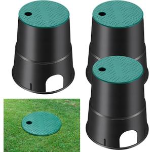 Tandefio 3 Pcs 910 Electrical Splice Box 6 Inch Diameter Underground Electrical Junction Box Inground for Outdoor Wiring Splices, Black