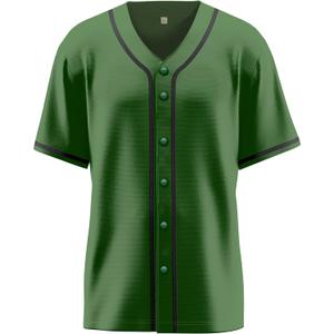 Baseball Jersey for Men,Blank Baseball Jerseys Shirts Short Sleeve Hip Hop Sports Casual Button-Down Uniforms (Green, XXL)