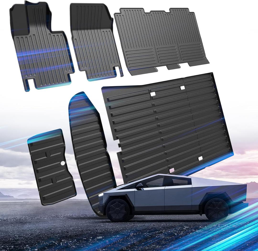 Car Floor Mats for Tesla Cybertruck 2025 2024 2023,TPE All Weather Protection Floor Mats,Custom Fit Car Floor Liners Set,Heavy Duty Accessories,Black