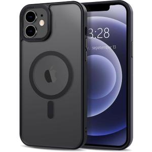 Anuck Case for iPhone 12 Mini Case Magnetic Phone Case Compatible with MagSafe, Soft TPU Bumper Hard Translucent Matte Back Slim Fit Shockproof Protective Cover for Men Women Girls - Black