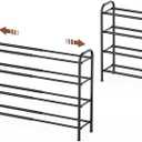 Gonfoam 4-Tier Expandable Shoe Rack,Adjustable Shoe Shelf Storage Organizer Heavy Duty Metal Free Standing Shoe Rack for Entryway Closet Doorway (Black)