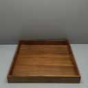 Serving Tray with Handles, 20 Inch Large Square Ottoman Tray Acacia Wood Decorative Tray for Living Room, Ottoman Coffee Table, Kitchen, Appetizers, Breakfast, Patio, Party