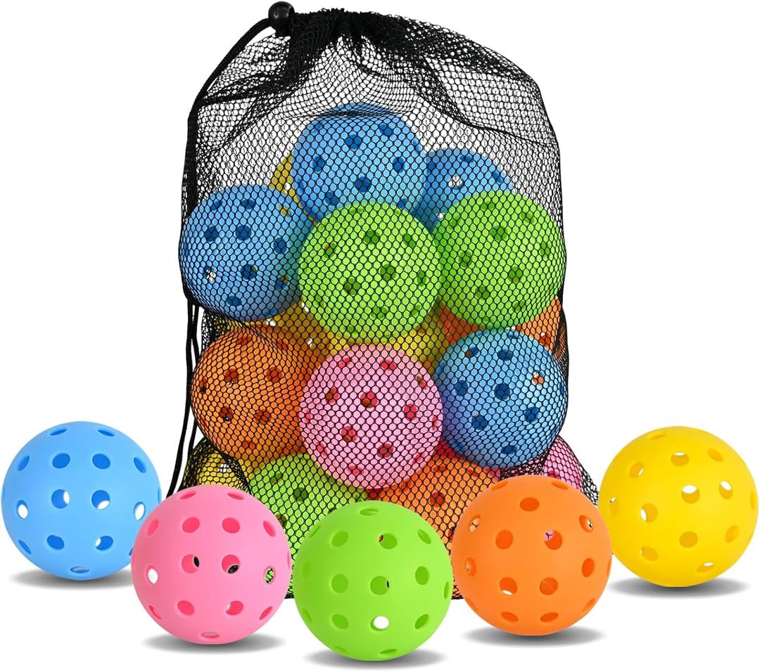PICKLETECH Pickleball Balls 40 Pack, 40 Holes USAPA Approved Outdoor Pickleball Balls with Mesh Bag, High Bounce & True Flight, Durable Balanced Pickle Balls for Tournament Play, Yellow