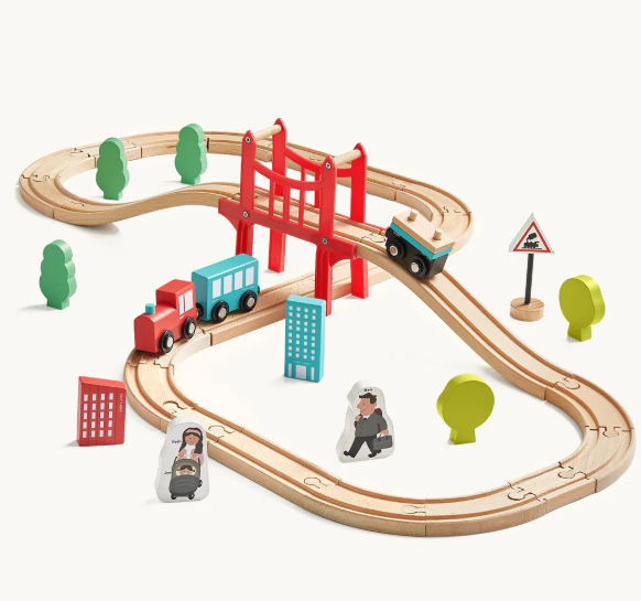 Tiny Land® Wooden Train Set for Children 39 Pcs