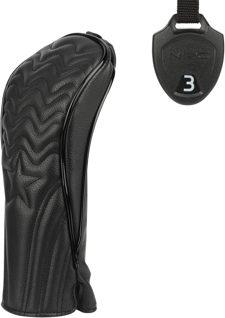 4pcs or 1pc Golf Club Head Covers for Woods, Driver, Fairway, Hybrid Premium PU Leather with Interchangeable Tags & Magnetic Blade and Mallet Putter Covers