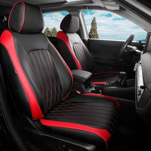 Seat Covers for Honda CRV 2026 2025 2024 2023 EX, EXL, LX, Sport, Touring, Special Edition, Hybrid & Gas, 1:1 Custom Faux Leather Seat Covers Full Set - Black Red