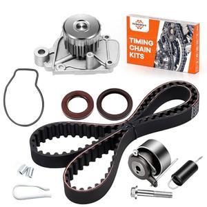 ISINSWIFT Engine Timing Belt Kit with Water Pump Compatible with Honda Civic DX LX EX HX GX 1.7L L4 16V 2001-2005 Replace# TCK312, TB312K1, 95312K1, GTK0312, TBK220