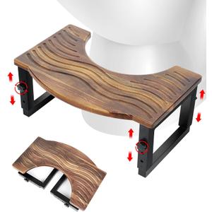 Toilet Stool Foldable,7,8,9 in Adjustable Height,Acacia Wood Poop Stool for Potty Training,Squat Potty for Adults,Squatting Position Helps Improves Bowel Health&Relieves Constipation (Patent Pending)