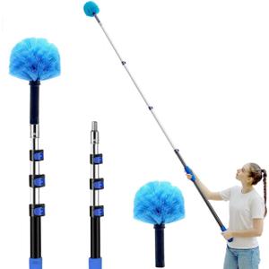 20 Foot Cobweb Duster with Extension Pole 2 PCS, Webster Cobweb Duster for High Ceilings/Corners, Spider Web Brush with Pole for Outdoor & Indoor Web Cleaning, Outdoor Cobweb Brush Kit by MAYKI