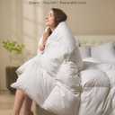 BPC Goose Feather Down Fiber Comforter Queen Size – 100% Organic Cotton Cover, 750 Fill Power Extra Fluffy All Season Duvet Insert, Medium Warmth (90"x90", White)