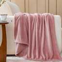NEWCOSPLAY Super Soft Twin Blanket Dusty Pink Premium Silky Flannel Fleece Leaves Pattern Lightweight Bed Blanket All Season Use (Dusty Pink, Twin(60"x80"))