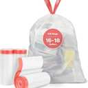 Pre-Separated 16-18 Gallon Trash Bags Drawstring, Clear, Size M, Tear Free Large Garbage Bags for Kitchen, 105 Count, Tear-Resistant Strong Plastic Compactor Bag for Office Lawn