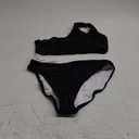 MOOSLOVER Women Cutout One Shoulder High Waisted Bikini High Cut Two Piece Swimsuits (Small, Black White)