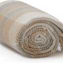 Americanflat 50x60 Throw Blanket - Soft and Breathable Cotton Throw Blanket for Couch, Bed, Chair - Decorative Blankets Perfect for Home, Office, or Outdoor Use - Camel and Beige Plaid Design