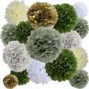 BestoFun 16 PCS Sage Green Party Decorations Tissue Paper Flowers Pom Poms Decorations for Girl Groovy Birthday Baby Shower Wedding Bachelorette Room Wall Hanging Dcor